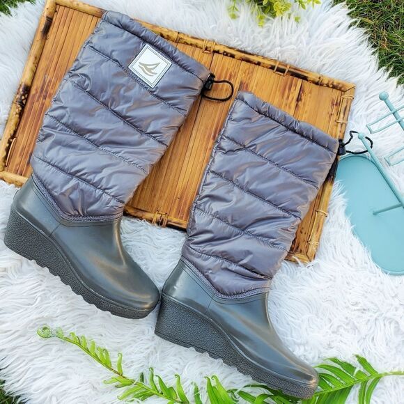 Sperry Insulated Stylish Wedge Heel Water Resistant Rubber Boots - Picture 7 of 11